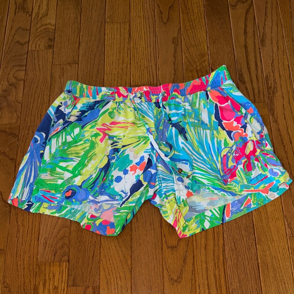 Lilly Pulitzer Neon Palm Print Athletic Shorts